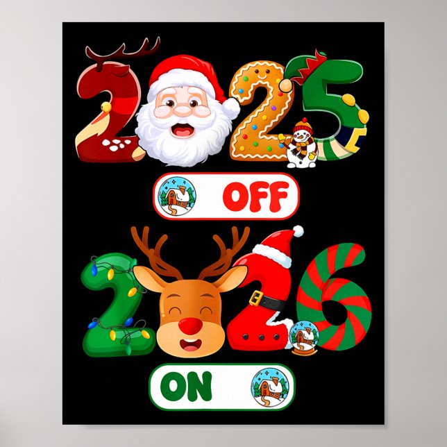 Póster Happy New Year 2026 Goodbye 2025 Hello 2026 Christ (Frente)