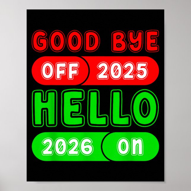 Póster Happy New Year 2026 Goodbye 2025 Hello 2026 Matchi (Frente)