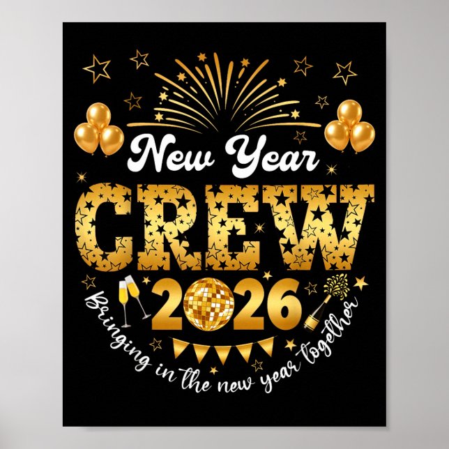 Póster Happy New Year 2026 New Year's Eve Nye Party Crew  (Frente)
