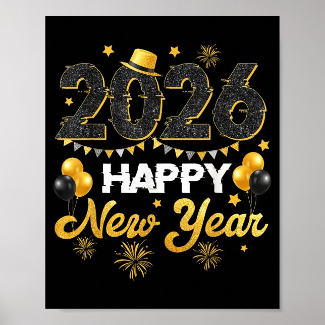 Póster Happy New Year 2026 New Year's Eve Party Countdown (Frente)
