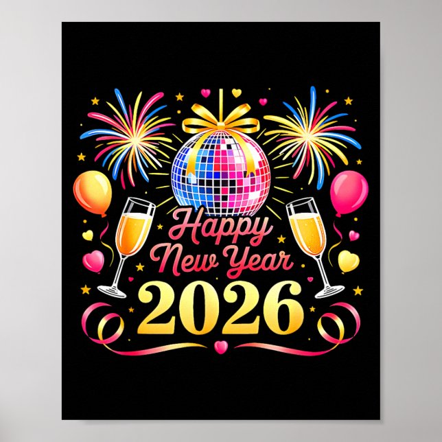 Póster Happy New Year 2026 New Years Eve Party Countdown  (Frente)