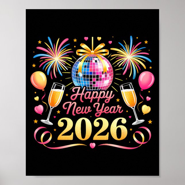 Póster Happy New Year 2026 New Years Eve Party Countdown  (Frente)
