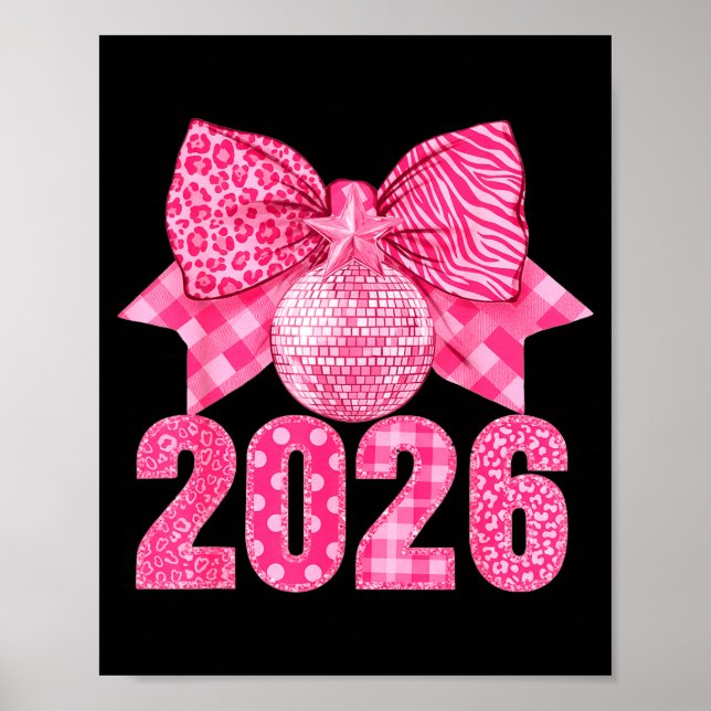 Póster Happy New Year 2026 Nk Bow Patchwork Leopard Zebra (Frente)