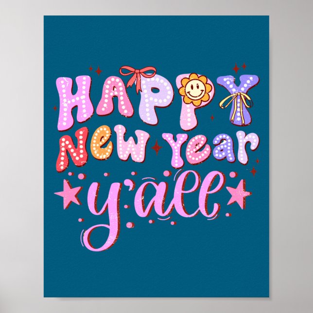 Póster Happy New Year 2026 Party Countdown New Years Y'al (Frente)