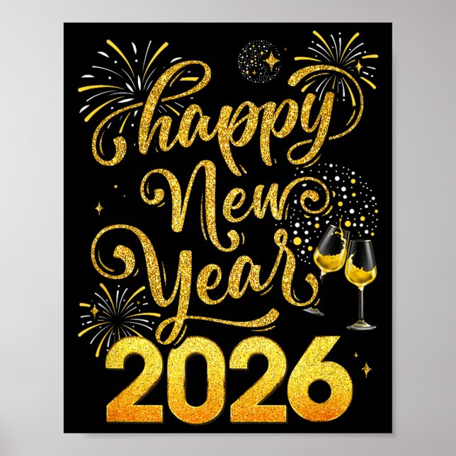Póster Happy New Year 2026 Party New Years Eve Holiday  (Frente)