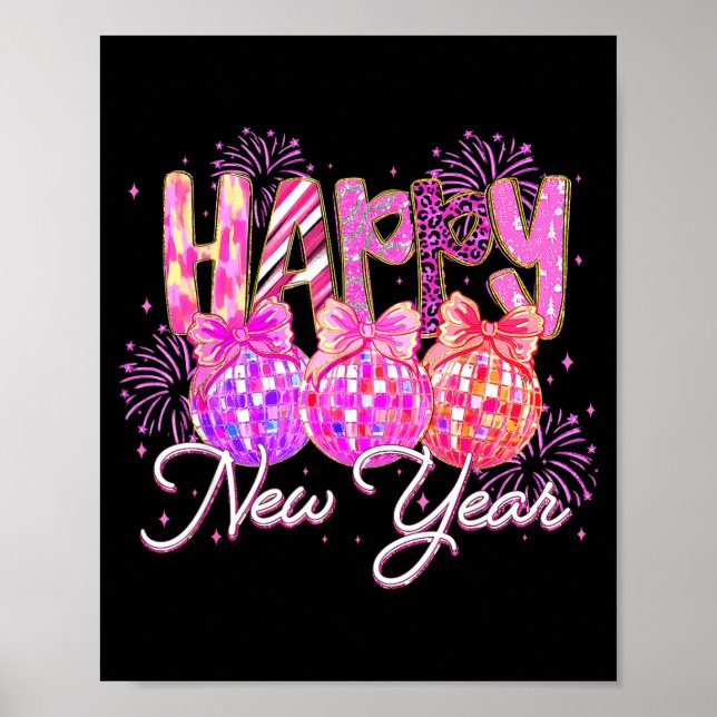 Póster Happy New Year 2026 Preppy New Years Nk Coquette B (Frente)