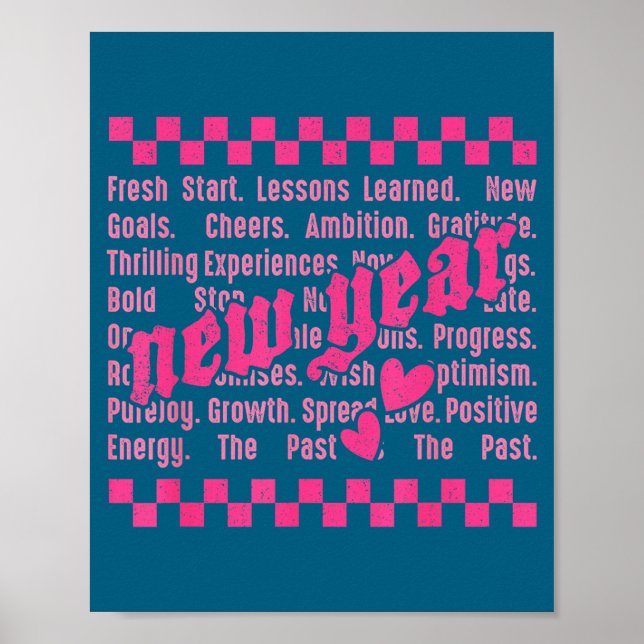 Póster Happy New Year 2026 Words Family Matching New Year (Frente)