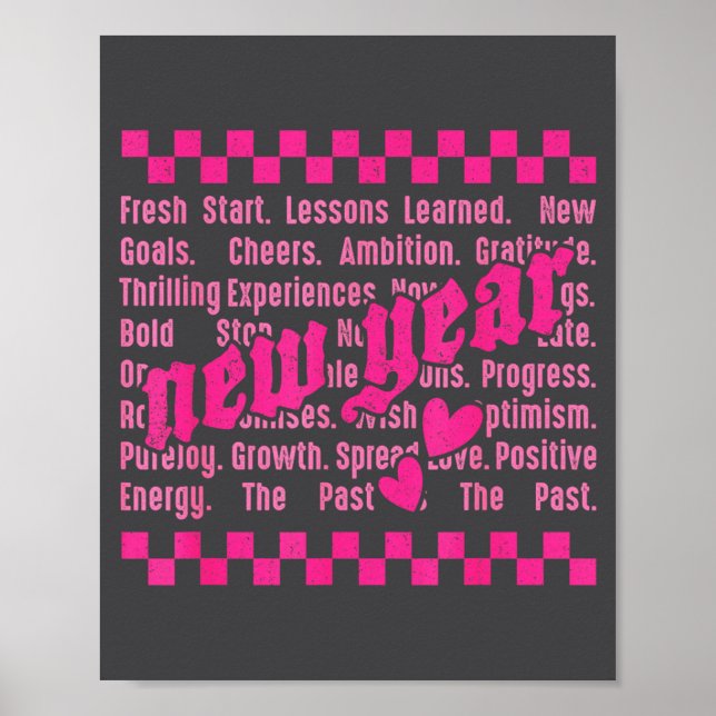 Póster Happy New Year 2026 Words Family Matching New Year (Frente)