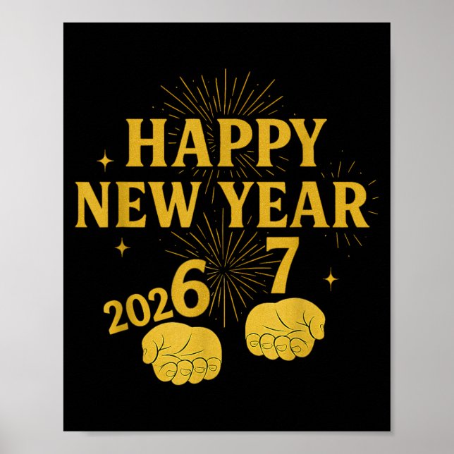 Póster Happy New Year 67 Meme – Funny 2026 Celebration Pa (Frente)