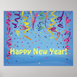 Póster Happy New Year & Birthday Confetti Banner