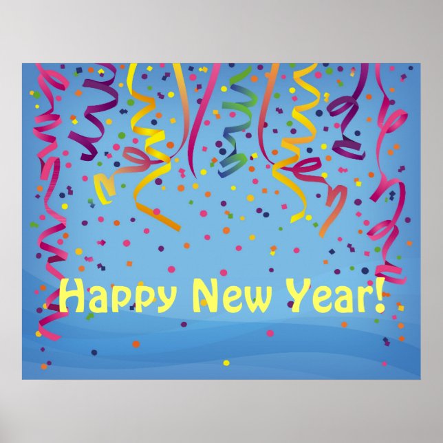 Póster Happy New Year & Birthday Confetti Banner (Frente)