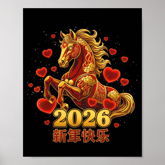 Póster Happy New Year Chinese 2026 -year Of The Horse Cut (Frente)
