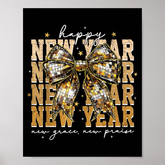 Póster Happy New Year Coquette Bow New Year New Grace New (Frente)