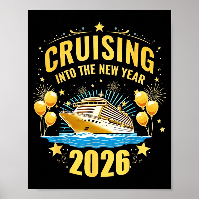 Póster Happy New Year Cruise 2026 Party Trip Cruising Int (Frente)