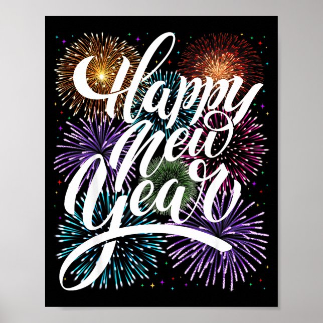 Póster Happy New Year Firework Family Matching Men Women  (Frente)