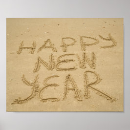 Póster Happy New Year in Sand