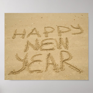Póster Happy New Year in Sand