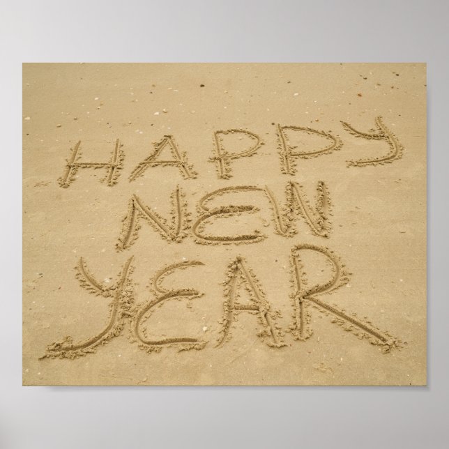 Póster Happy New Year in Sand (Frente)
