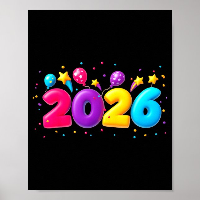 Póster Happy New Year Party 2026 Ballon Family Matching M (Frente)