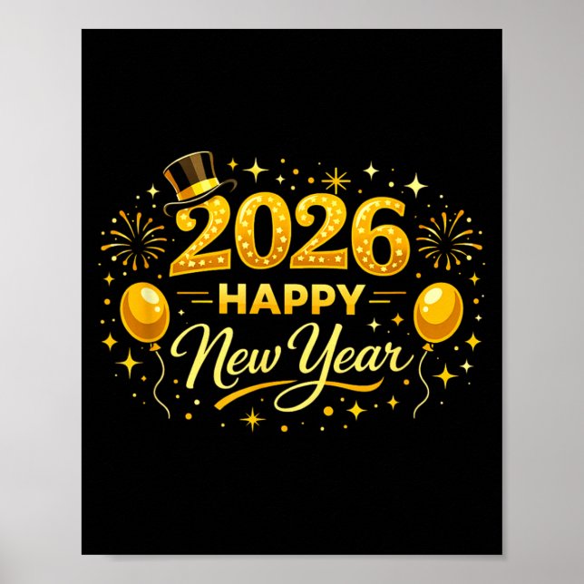 Póster Happy New Year Party 2026 Ballon Family Matching M (Frente)