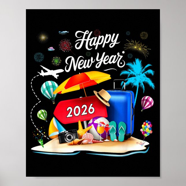Póster Happy New Year Party 2026 Family Matching Vacation (Frente)
