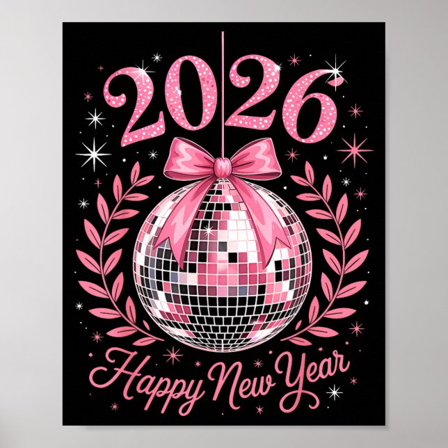 Póster Happy New Year Party 2026 Funny Balloon Family Mat (Frente)