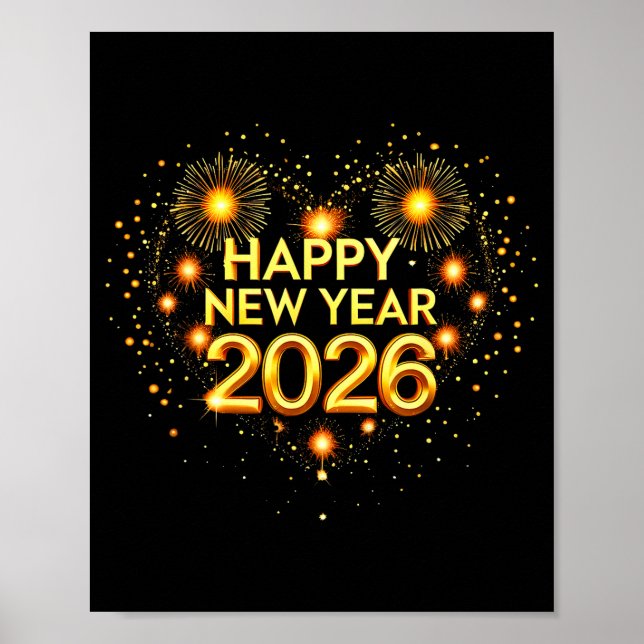 Póster Happy New Year Party 2026 Funny Balloon Family Mat (Frente)