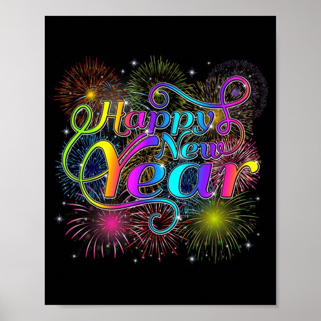 Póster Happy New Year Party New Years Eve 2026 Fireworks  (Frente)