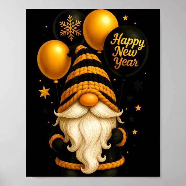 Póster Happy New Year Party New Years Eve 2026 Gnome Love (Frente)