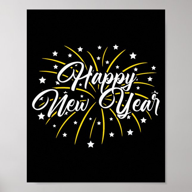 Póster Happy New Year Tee Uni-kids Black Small  (Frente)