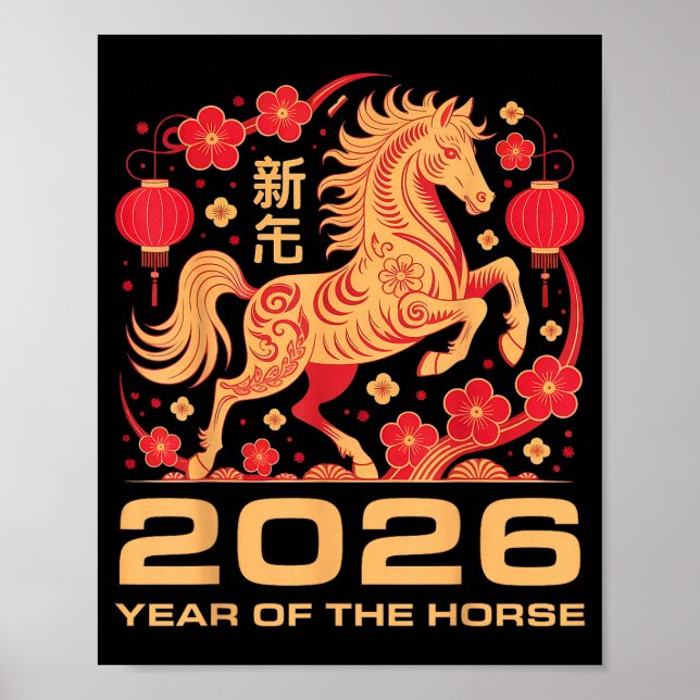 Póster Happy New Year-year Of The Horse Chinese New-year  (Frente)