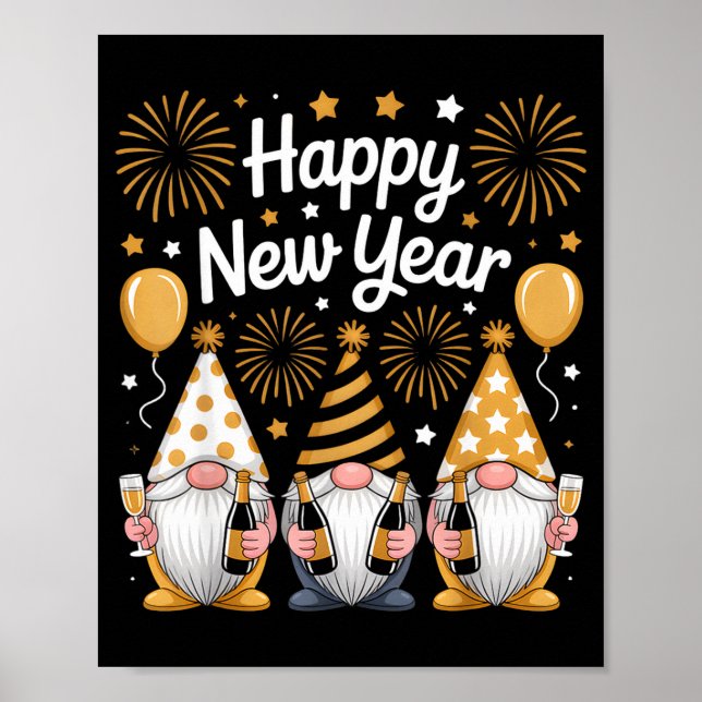 Póster Happy New Years Eve Party Gnomes Matching Family  (Frente)