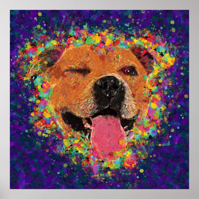 Póster Happy Pit Bull Pop Art (Frente)
