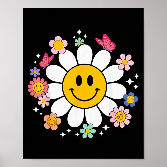 Póster Happy Retro Daisy Smile Face Preppy Aesthetic Men  (Frente)