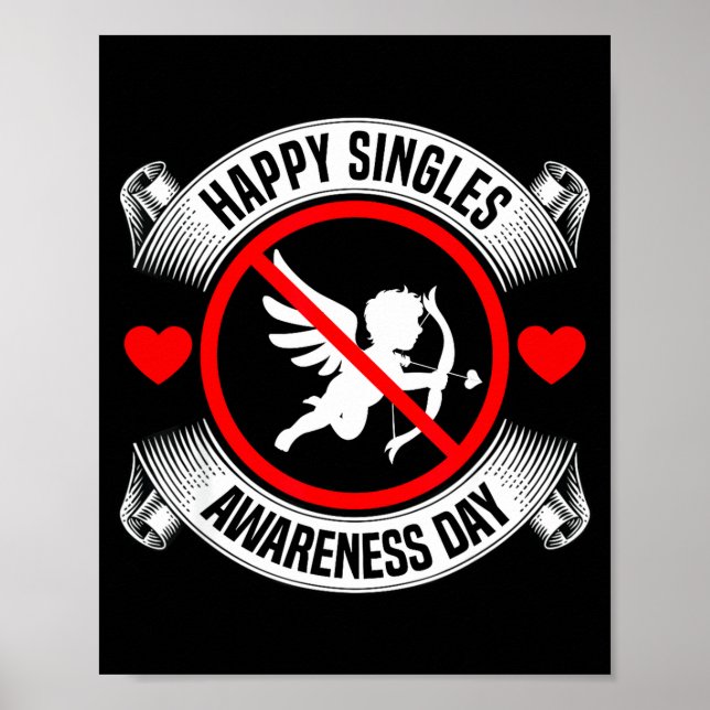 Póster Happy Singles Awareness Day Anti Cud Anti Valentin (Frente)