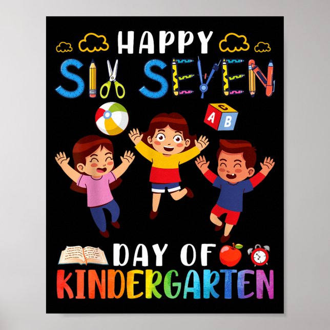 Póster Happy Six Seven Day Of Kindergarten Student Back T (Frente)