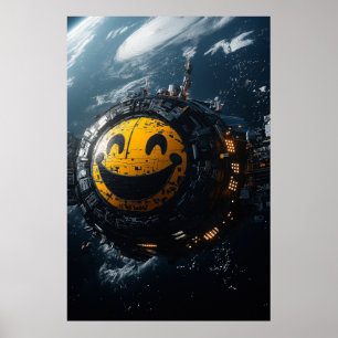 Póster Happy Smiley Space Station