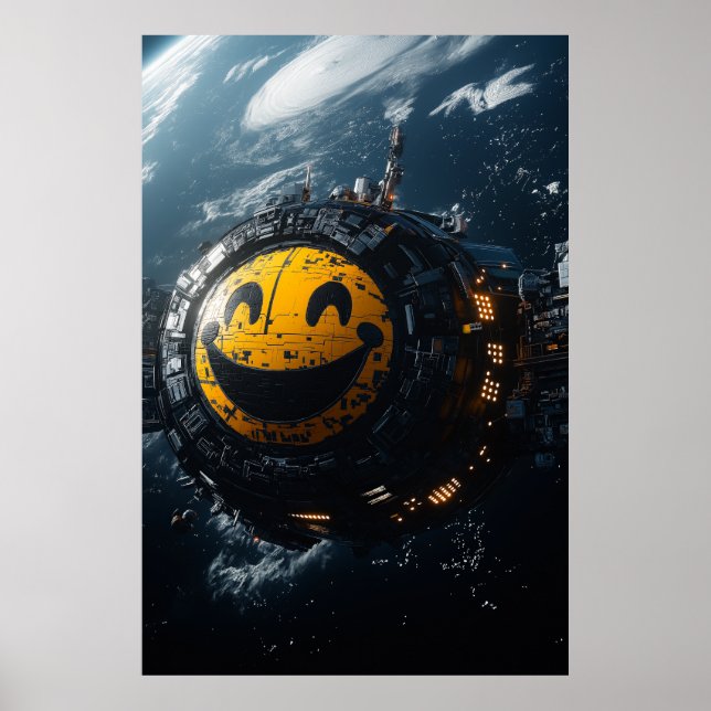 Póster Happy Smiley Space Station (Frente)