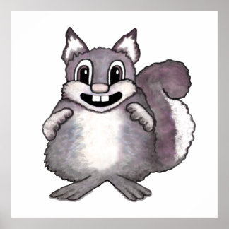 Póster Happy Squirrel Cartoon Drawing 