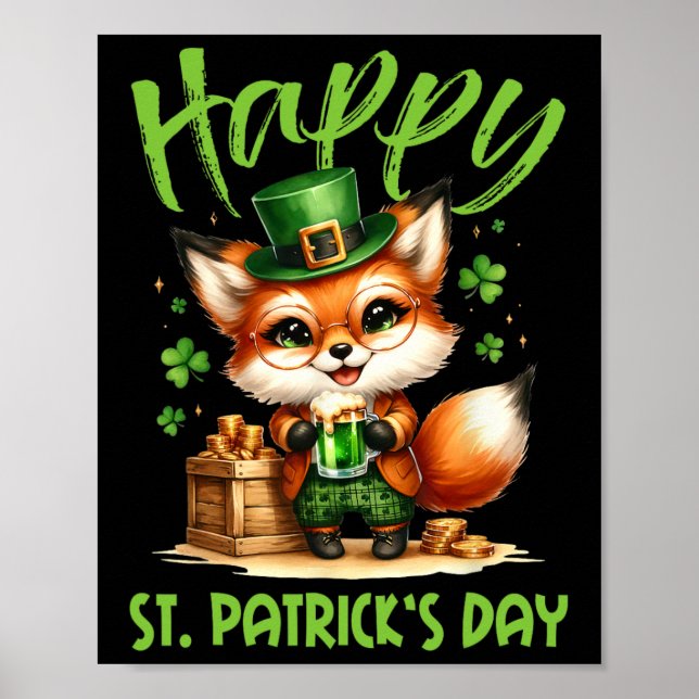 Póster Happy St Patricks Day Costume Set Fox Irish Bee (Frente)