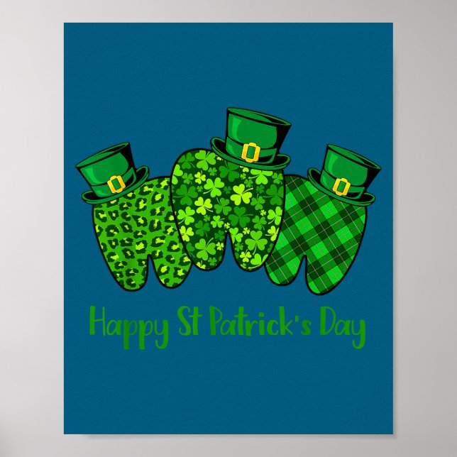 Póster Happy St Patrick's Day Dental Istant Tooth Irish G (Frente)