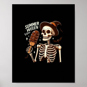 Póster Happy Summerween Vibes Skeleton IceCream Summer Ha