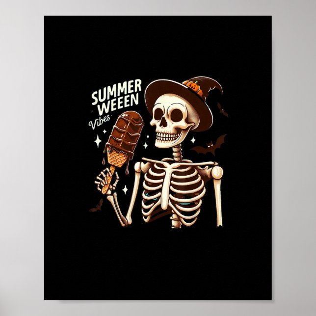 Póster Happy Summerween Vibes Skeleton IceCream Summer Ha (Frente)