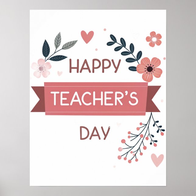 Póster Happy Teacher’s Day Floral Appreciation Gift (Frente)