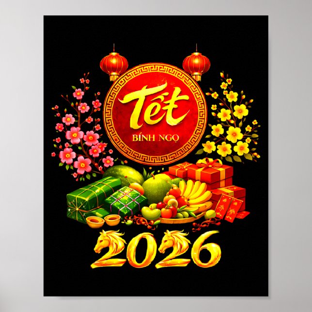 Póster Happy Tet 2026 Year Of The Horse Vietnamese Tet Ng (Frente)
