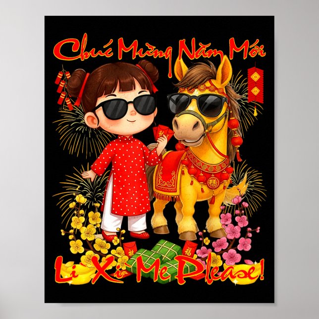 Póster Happy Tet Chuc Mung Nam Moi 2026 Li Xi Me Please K (Frente)