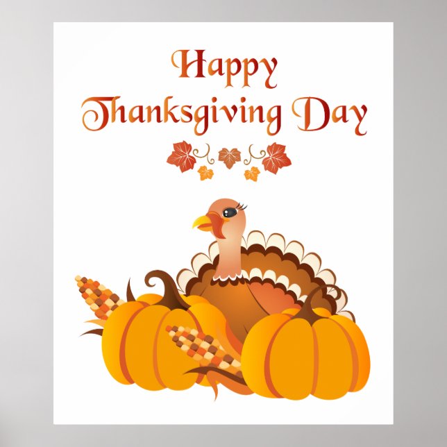 Póster Happy Thanksgiving Day Turkey (Frente)