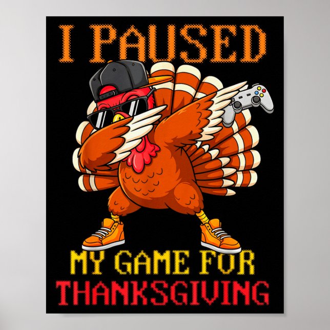 Póster Happy Thanksgiving Gaming Fall Turkey Gamer Boys K (Frente)