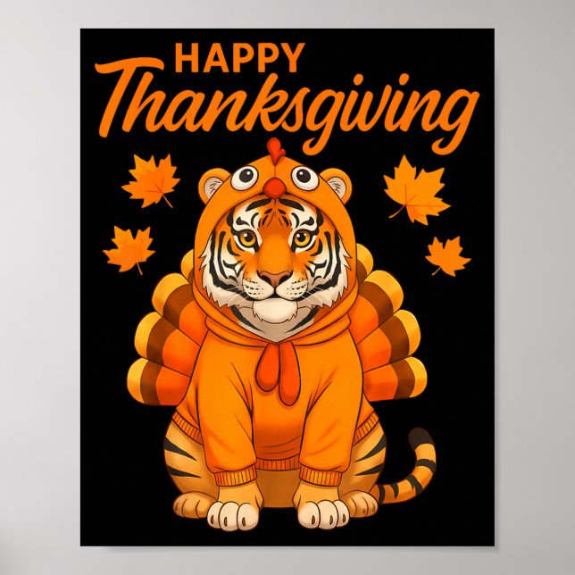 Póster Happy Thanksgiving Tiger Women Boys Girls Kids Out (Frente)