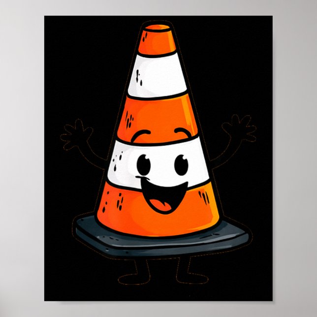 Póster Happy Traffic Cone Look For Man And Woman  (Frente)